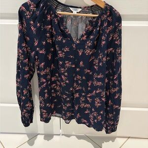 Time and Tru Navy Floral Blouse